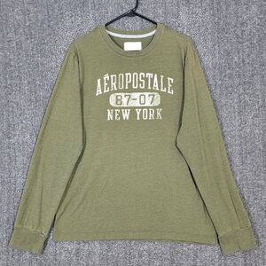 Vintage Aeropostale New York T-Shirt Mens XL Green Long Sleeve Single Stitch Y2K